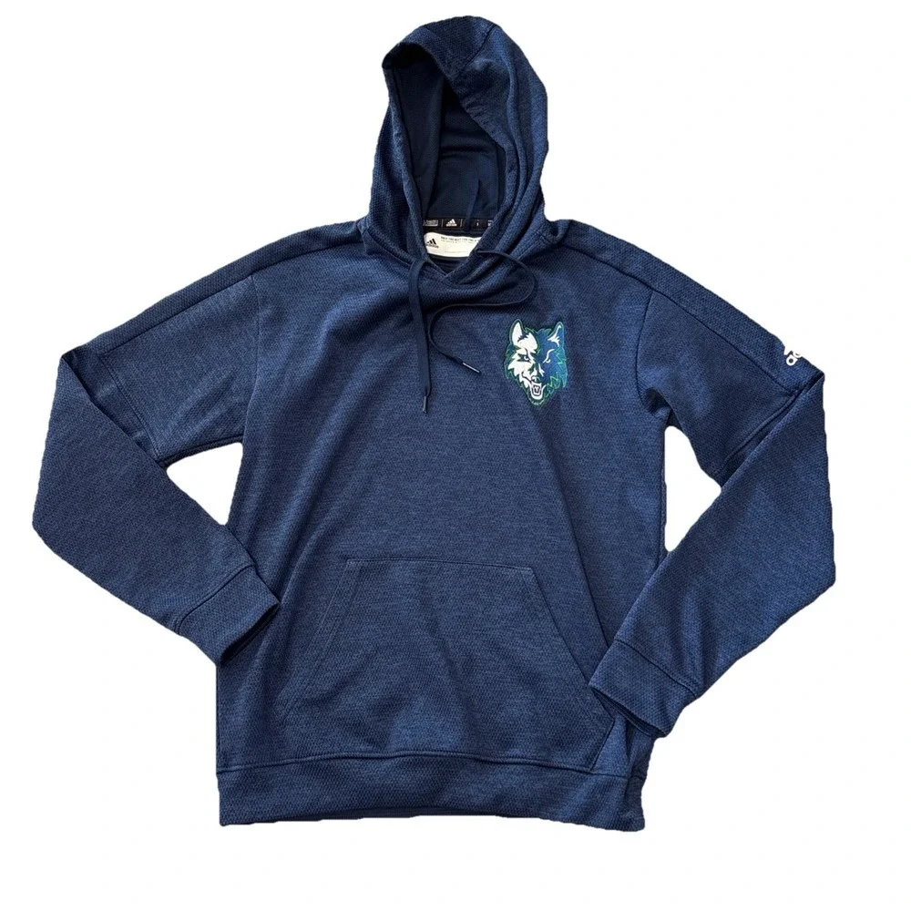 Adidas Boys Blue Hoodie | Size Small | Wolf Logo